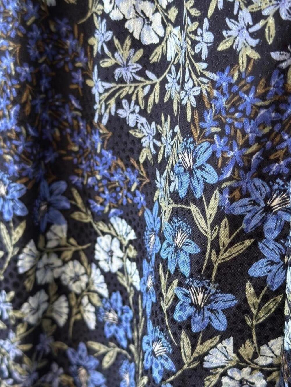 Rebecca Taylor Ava Floral Ruffle Dress Blue Silk | Size 4 Summer Festival - Picture 7 of 8